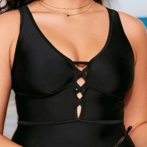 Adore Me Andressa Contour Plus Wireless Swimsuit Woman Plus 3X Black Shaping Nwt - Picture 3 of 13